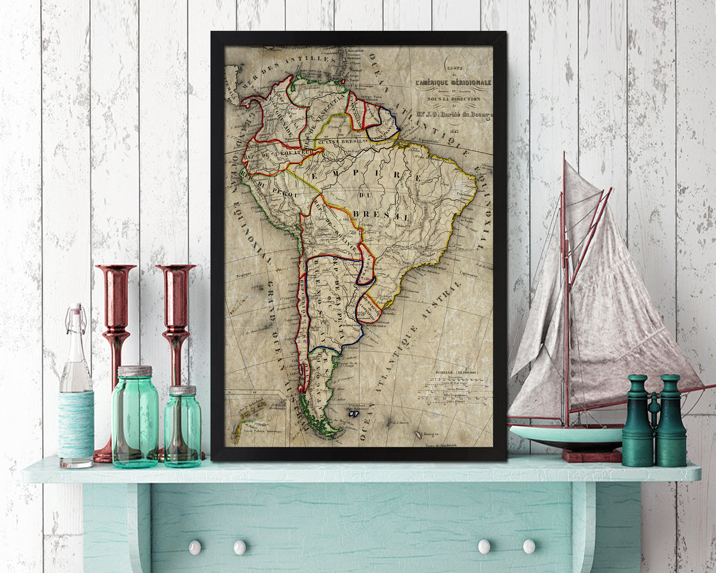 South America 1894 Historical Map Wood Framed Print Art Wall Decor Gifts