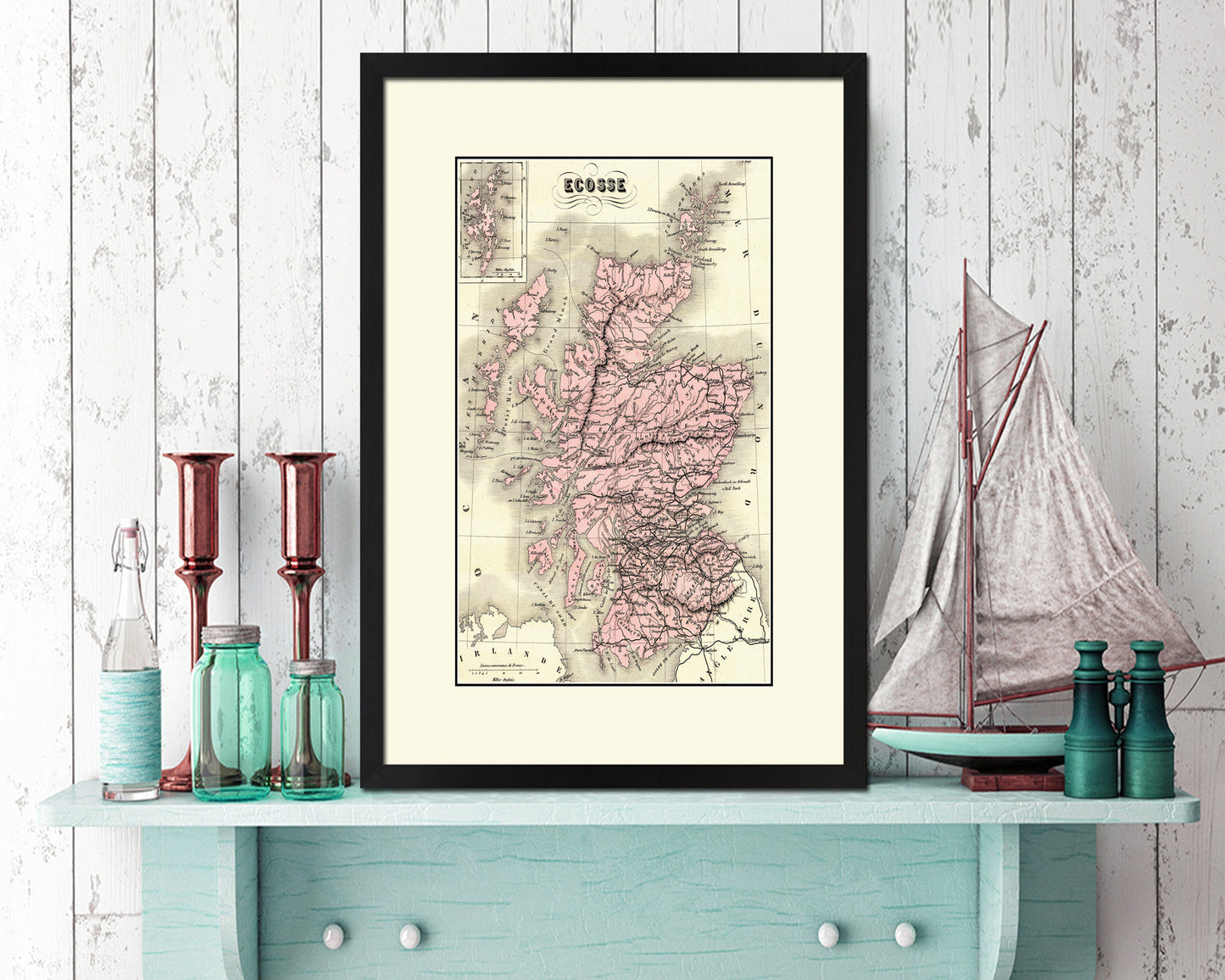 Scotland Old Map Wood Framed Print Art Wall Decor Gifts