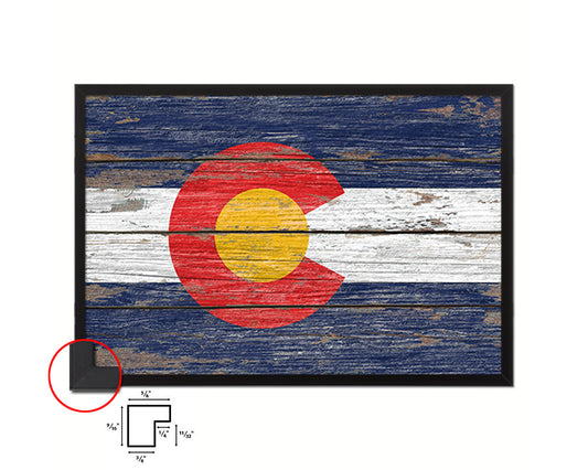 Colorado State Rustic Flag Wood Framed Paper Prints Wall Art Decor Gifts