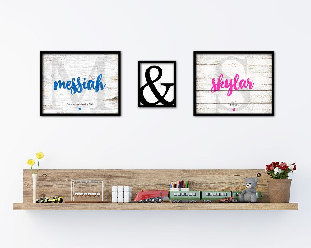 Messiah Personalized Biblical Name Plate Art Framed Print Kids Baby Room Wall Decor Gifts