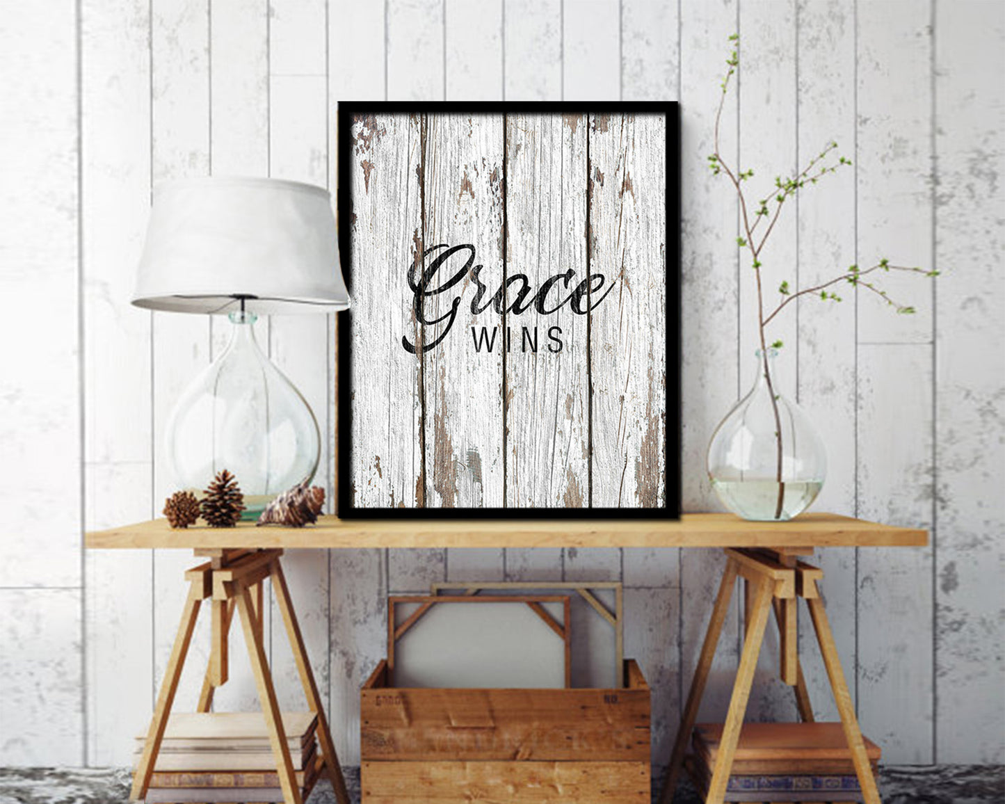 Grace wins Quote Wood Framed Print Home Decor Wall Art Gifts