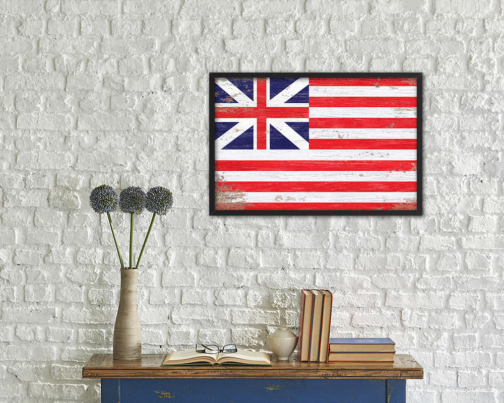 Grand Union Shabby Chic Military Flag Framed Print Decor Wall Art Gifts