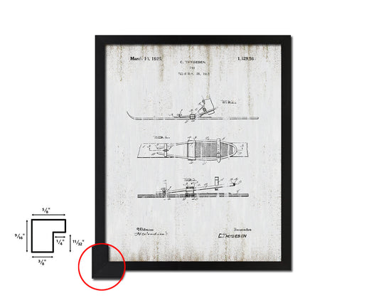 Ski Sports Vintage Patent Artwork Black Frame Print Gifts