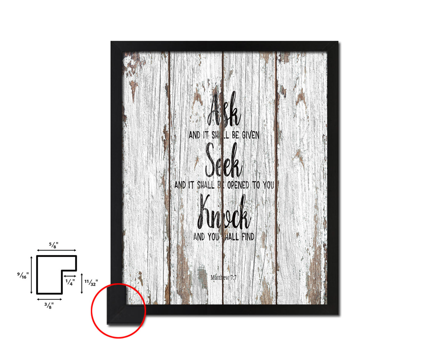 Seek and You Shall Find, Matthew 7:7 Quote Framed Print Home Decor Wall Art Gifts