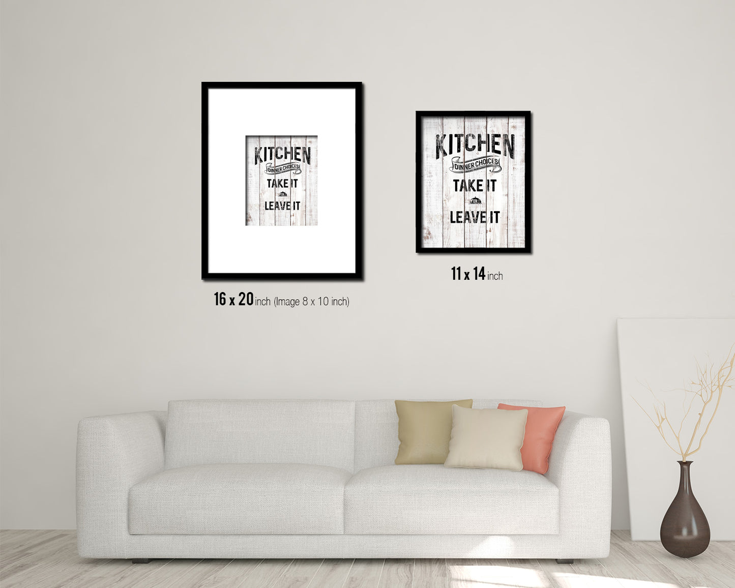 Kitchen Dinner Choices take it or leave it White Wash Quote Framed Print Wall Decor Art