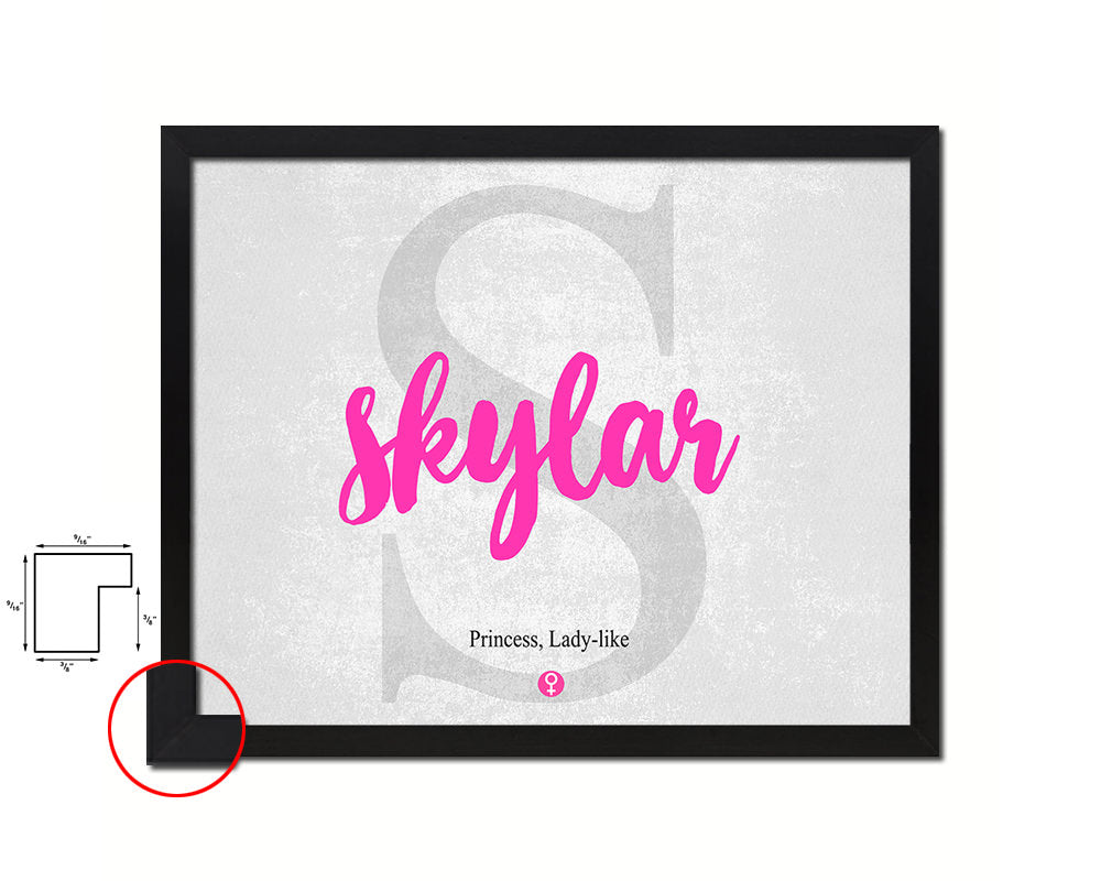 Skylar Personalized Biblical Name Plate Art Framed Print Kids Baby Room Wall Decor Gifts