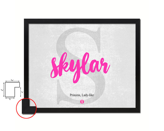 Skylar Personalized Biblical Name Plate Art Framed Print Kids Baby Room Wall Decor Gifts