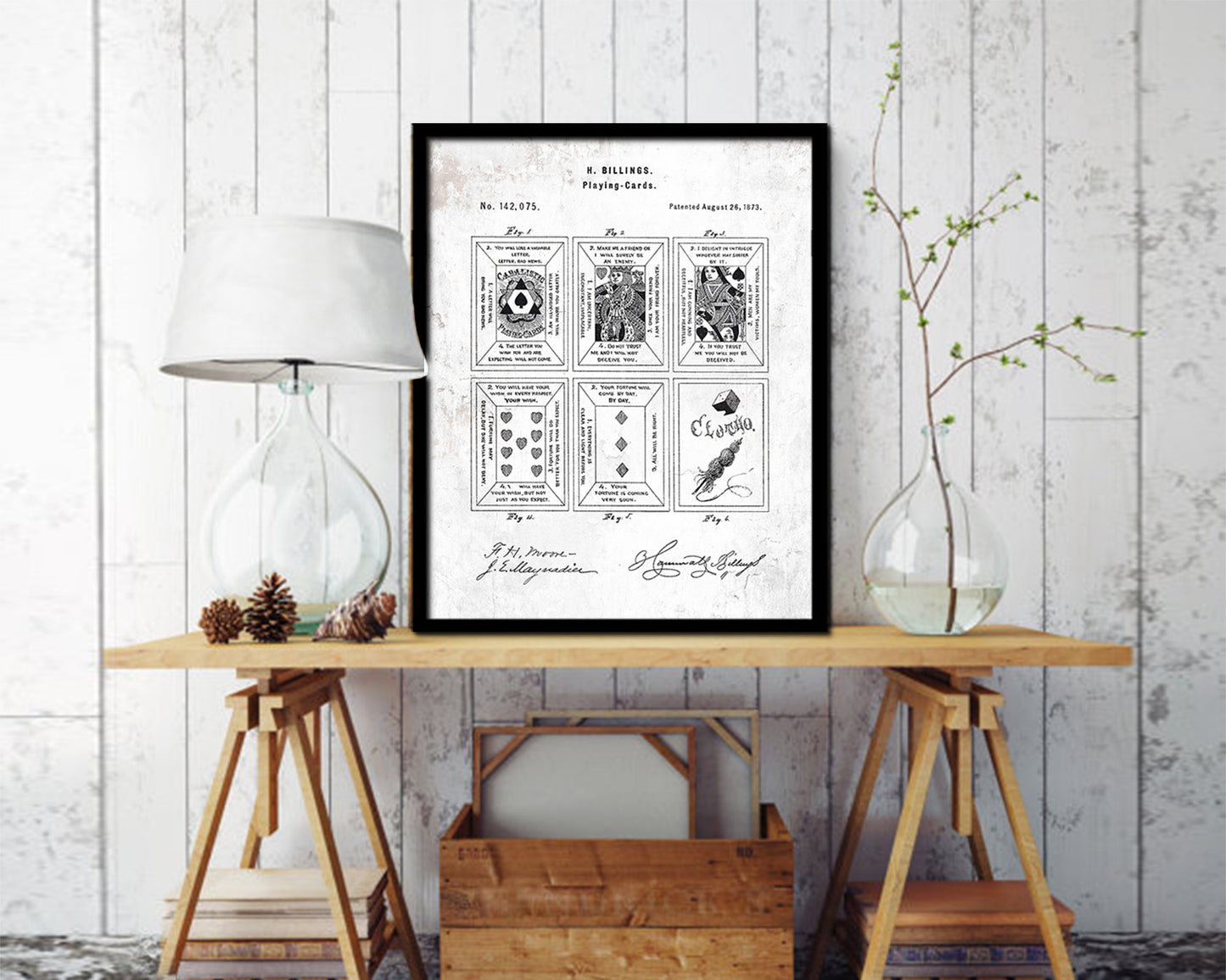 Game Playing Card Vintage Patent Artwork Black Frame Print Wall Art Decor Gifts