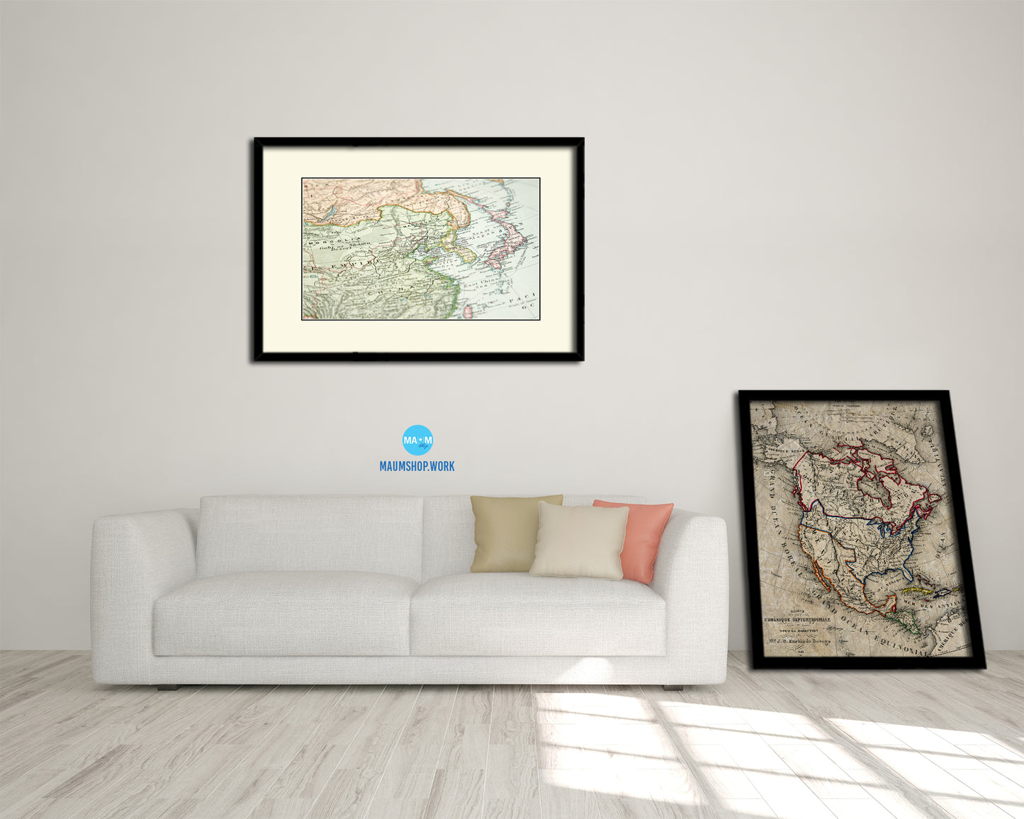 Europe and Asia Old Map Framed Print Art Wall Decor Gifts