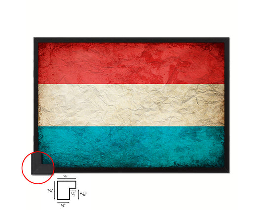 Luxembourg Country Vintage Flag Wood Framed Print Wall Art Decor Gifts