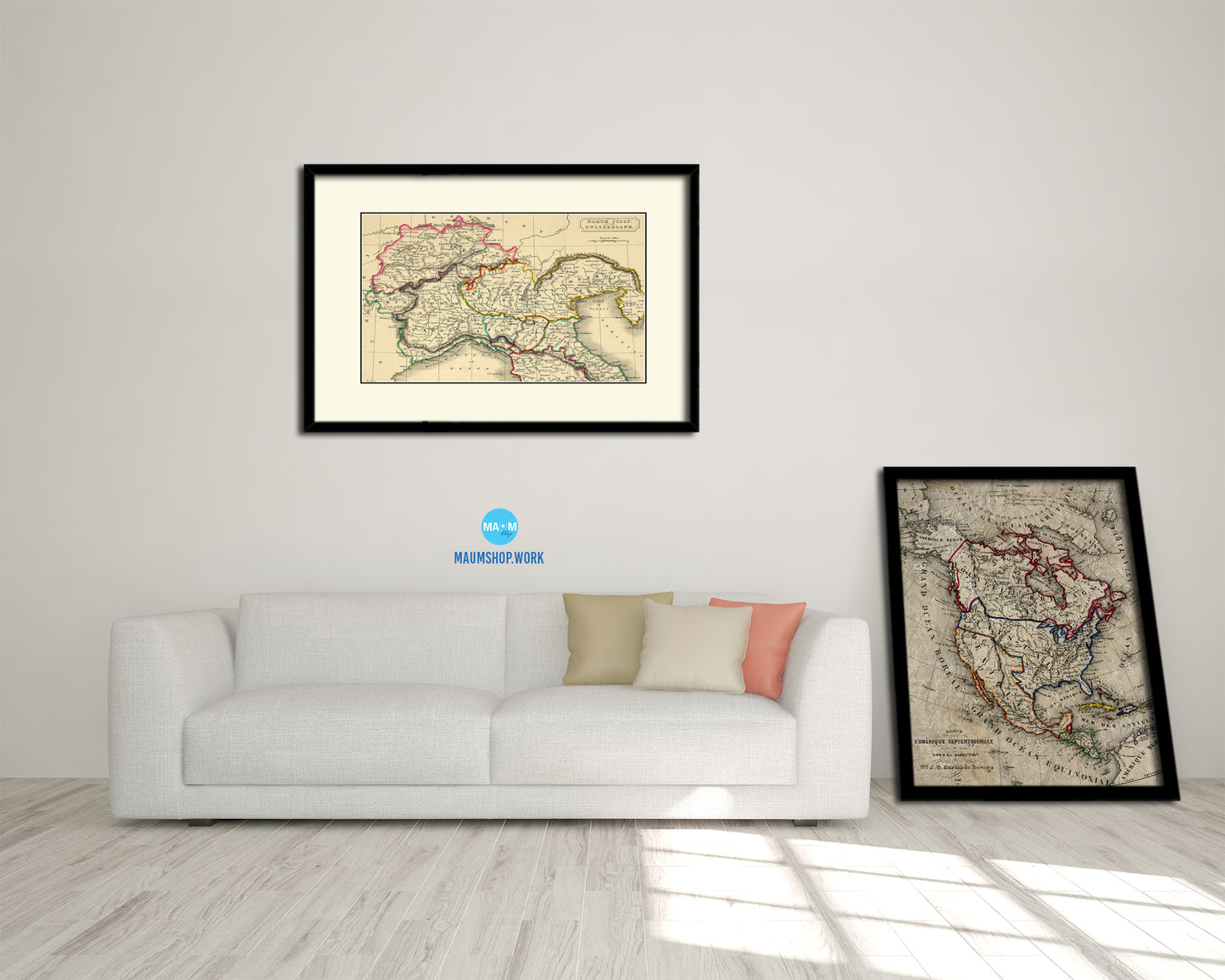 Northern Italy Old Map Framed Print Art Wall Decor Gifts