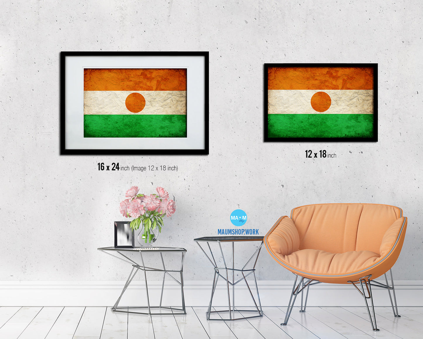 Niger Country Vintage Flag Wood Framed Print Wall Art Decor Gifts