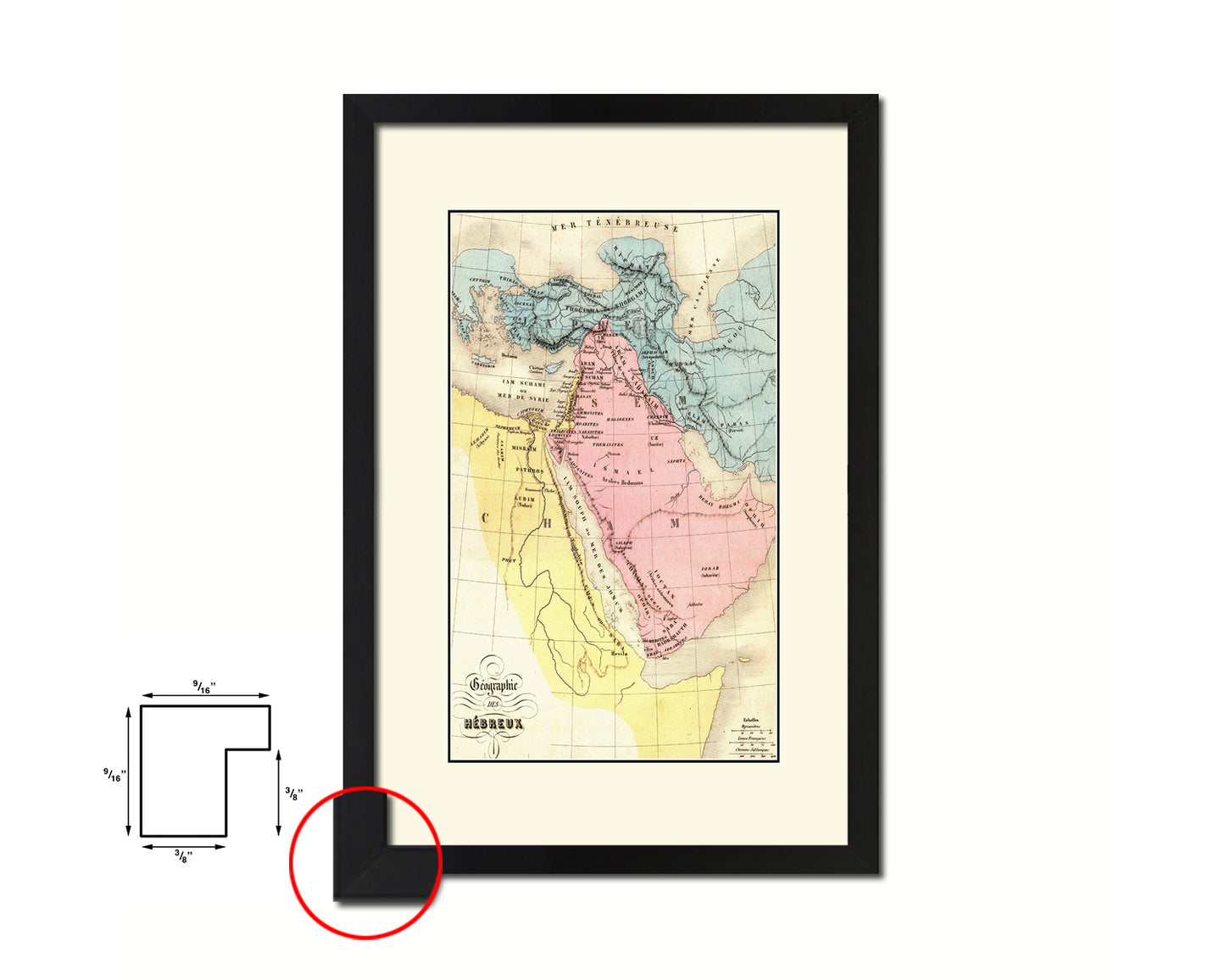 Holy Land Romans David Solomon Israel Palestine Old Map Wood Framed Print Art Wall Decor Gifts