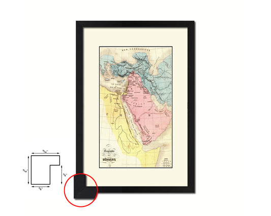 Holy Land Romans David Solomon Israel Palestine Old Map Wood Framed Print Art Wall Decor Gifts