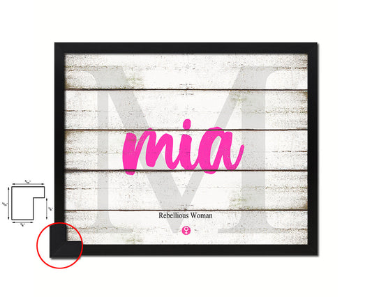 Mia Personalized Biblical Name Plate Art Framed Print Kids Baby Room Wall Decor Gifts