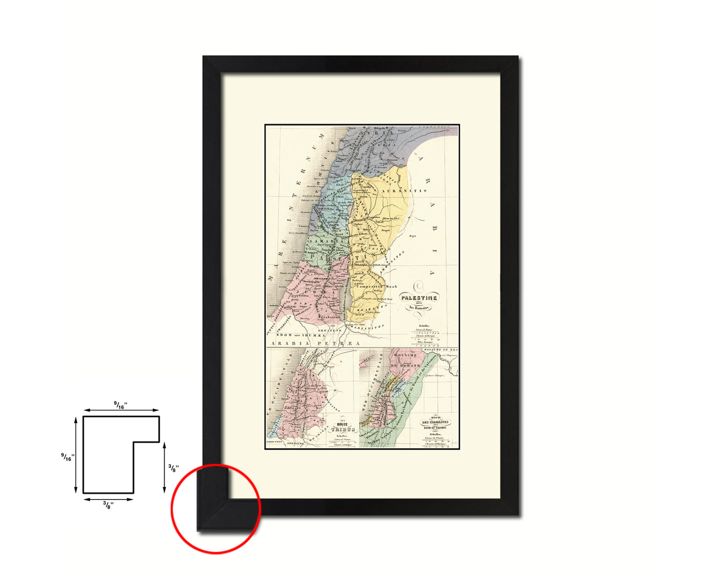 Holy Land Romans David Solomon Israel Palestine Old Map Wood Framed Print Art Wall Decor Gifts