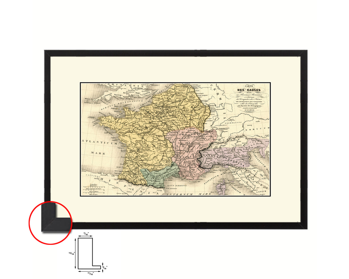 France Old Map Framed Print Art Wall Decor Gifts