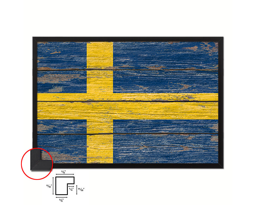 Sweden Country Wood Rustic National Flag Wood Framed Print Wall Art Decor Gifts