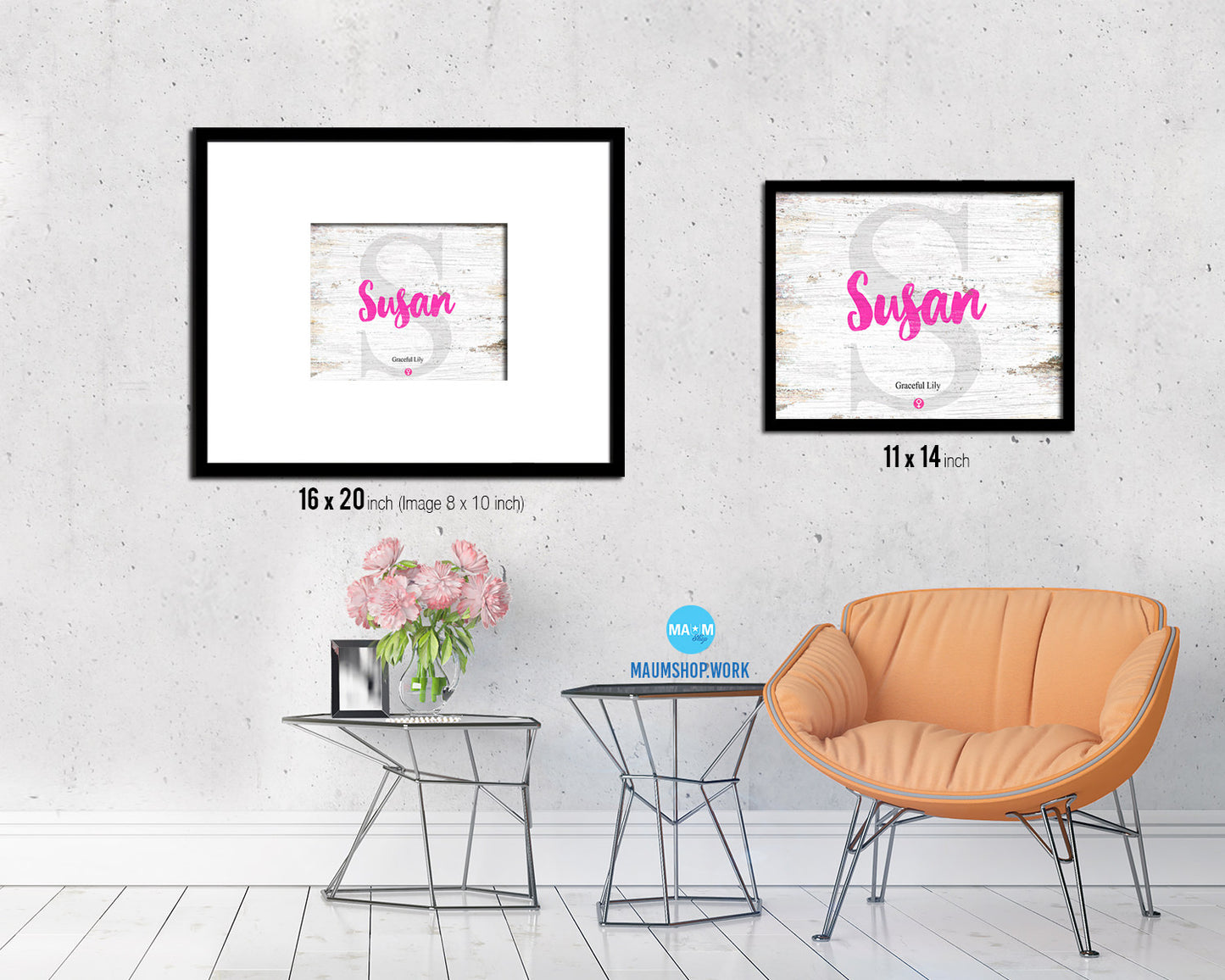 Susan Personalized Biblical Name Plate Art Framed Print Kids Baby Room Wall Decor Gifts