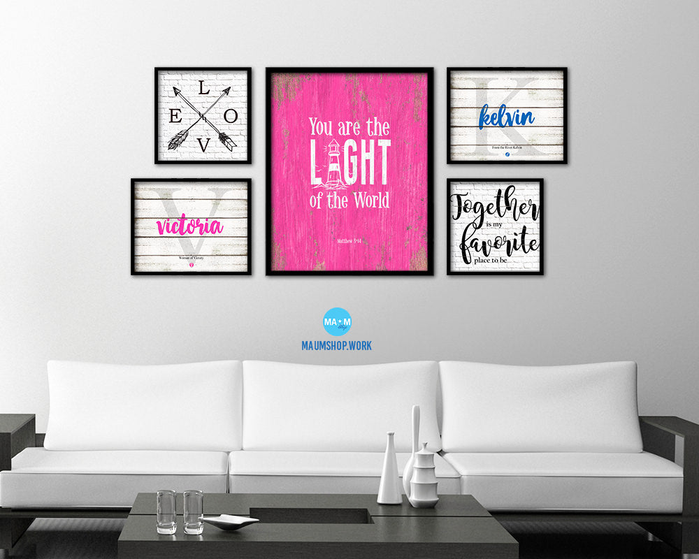 You are the Light of the world, Matthew 5:14 Quote Framed Print Home Decor Wall Art Gifts