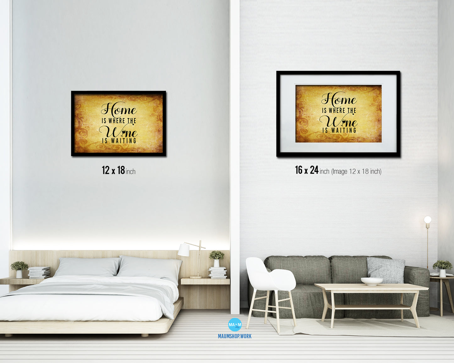 Home is where the w*n is waiting Quote Framed Print Wall Decor Art Gifts