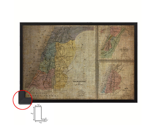 Holy Land Romans David Solomon Israel Palestine Vintage Map Framed Print Art Wall Decor Gifts