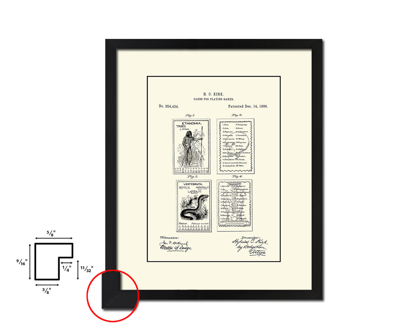 Educational Games Playing Card Vintage Patent Artwork Black Frame Print Gifts