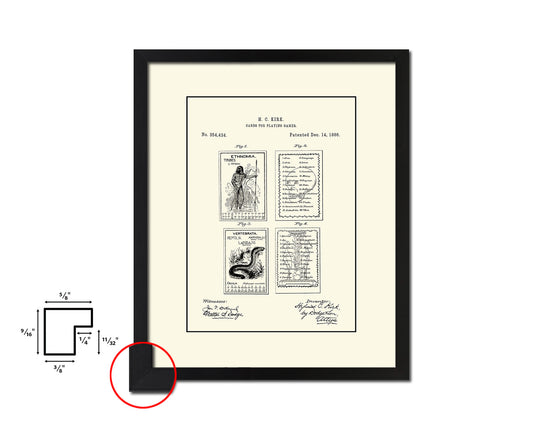 Educational Games Playing Card Vintage Patent Artwork Black Frame Print Gifts