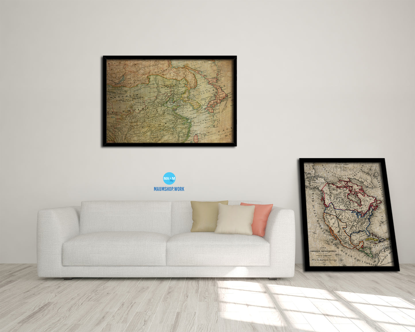 Europe and Asia Vintage Map Framed Print Art Wall Decor Gifts