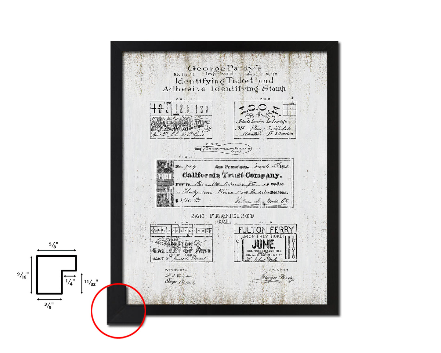 Postage Stamp Vintage Patent Artwork Black Frame Print Gifts