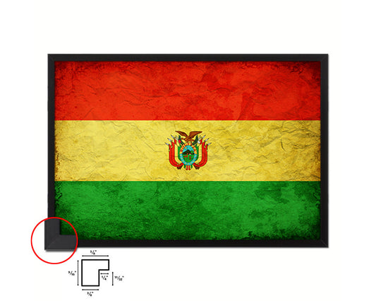 Bolivia Country Vintage Flag Wood Framed Print Wall Art Decor Gifts