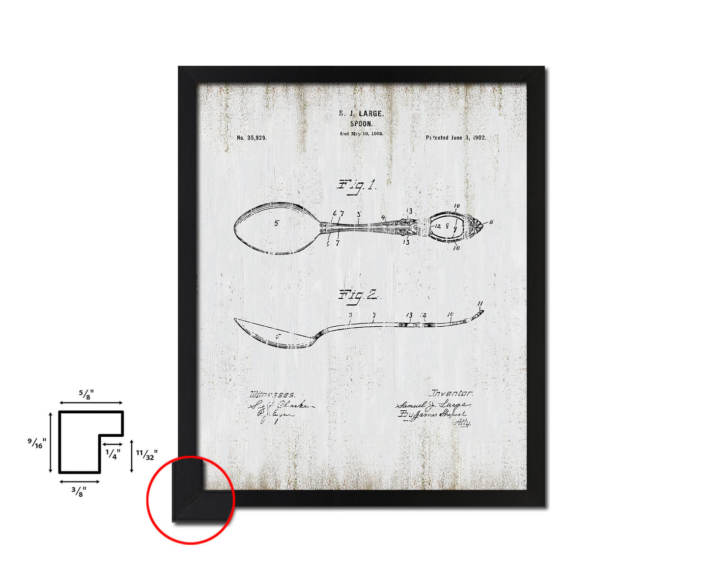 Spoon Home Vintage Patent Artwork Black Frame Print Wall Art Decor Gifts