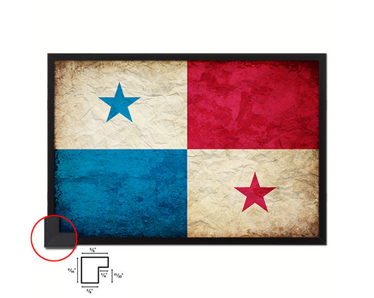 Panama Country Vintage Flag Wood Framed Print Wall Art Decor Gifts