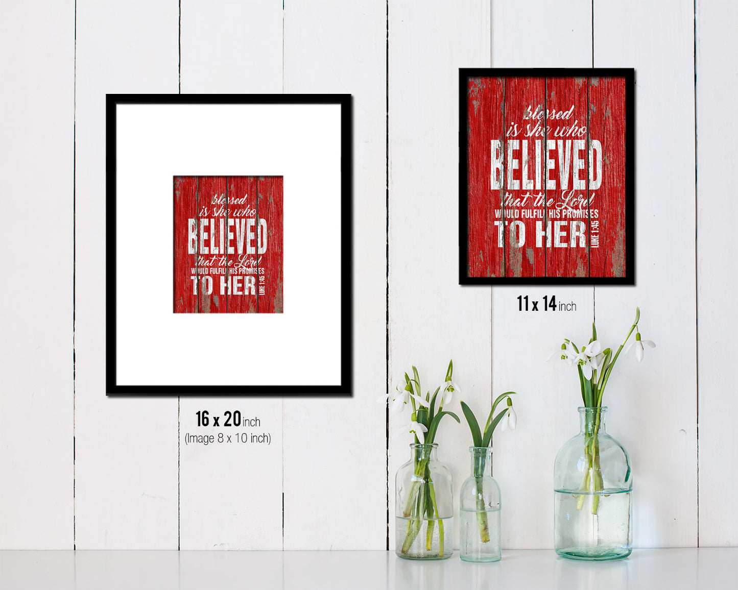 Blessed is she who believed that the Lord Quote Framed Print Home Decor Wall Art Gifts