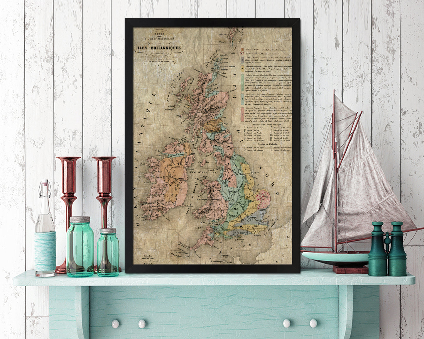 Geological Britain Historical Map Wood Framed Print Art Wall Decor Gifts