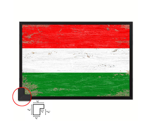 Hungary Shabby Chic Country Flag Wood Framed Print Wall Art Decor Gifts