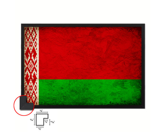 Belarus Country Vintage Flag Wood Framed Print Wall Art Decor Gifts