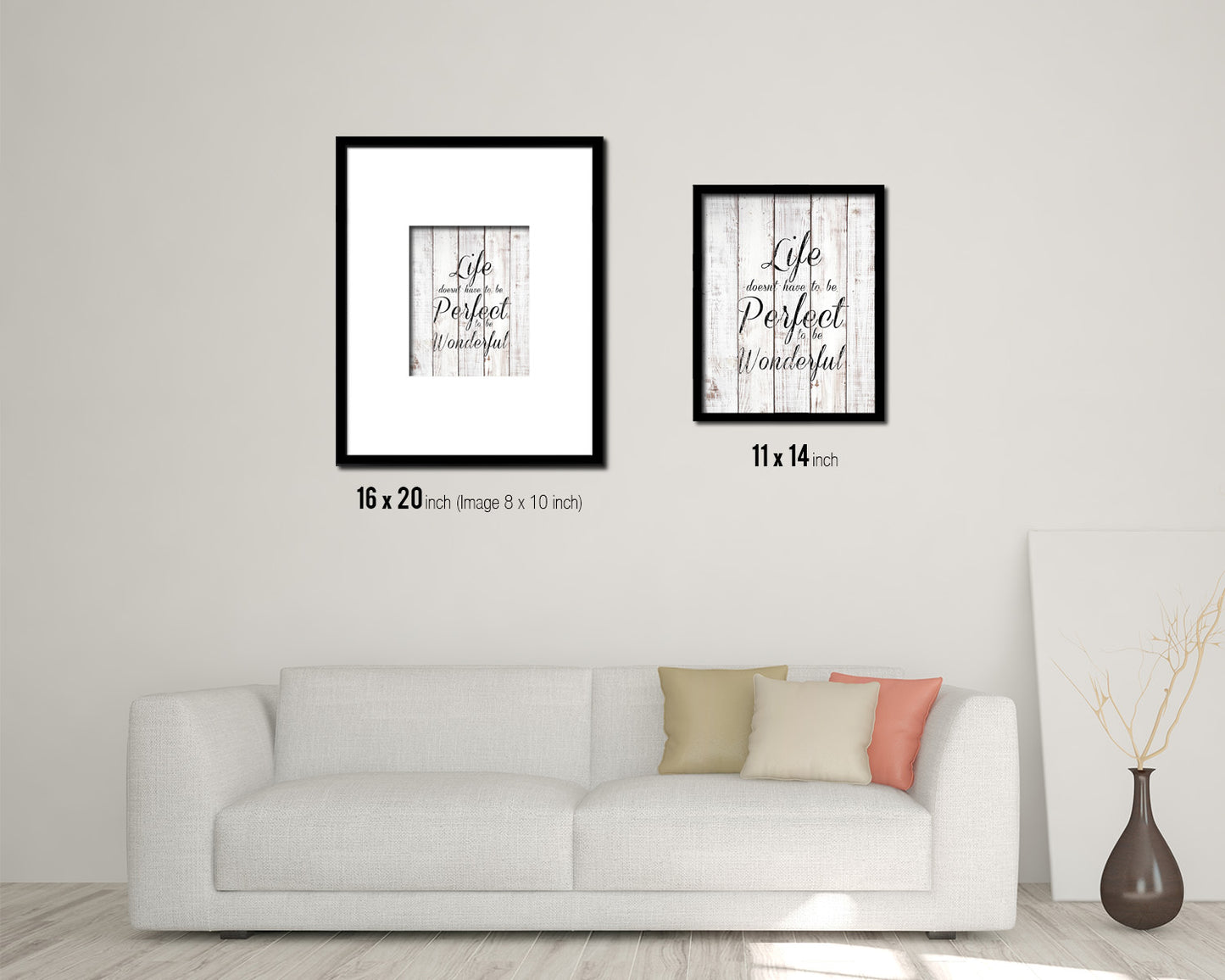 Life doesn't have to be perfect White Wash Quote Framed Print Wall Decor Art