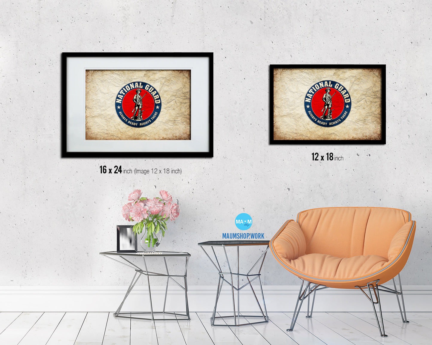 Seal of the United States National Guard Vintage Military Flag Framed Print Sign Decor Wall Art Gifts