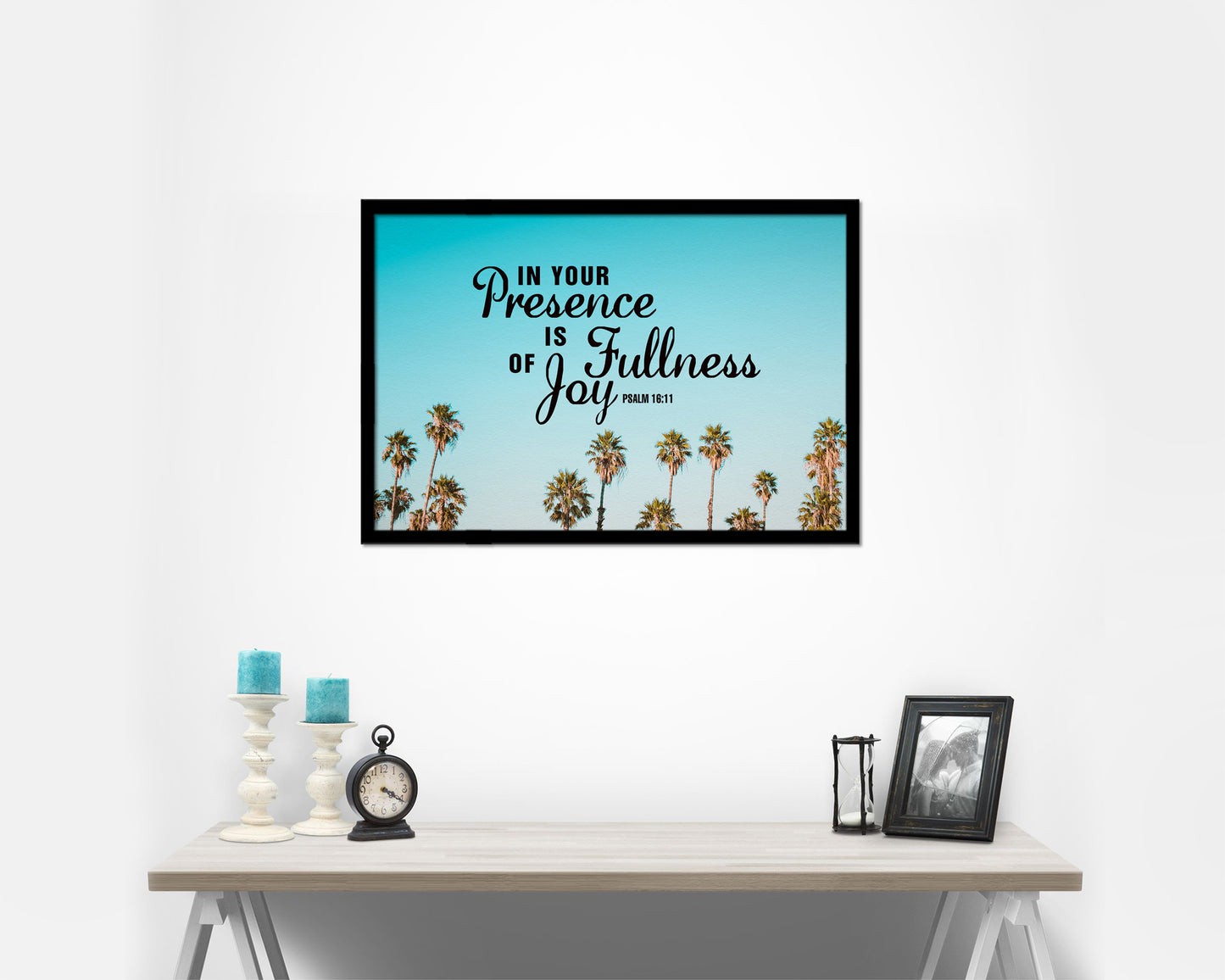 In your presence is fullness of joy, Psalm 16:11 Bible Verse Scripture Framed Art