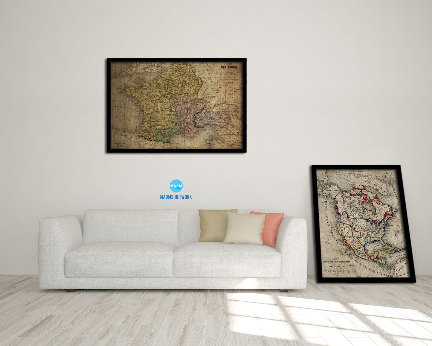 France Vintage Map Framed Print Art Wall Decor Gifts