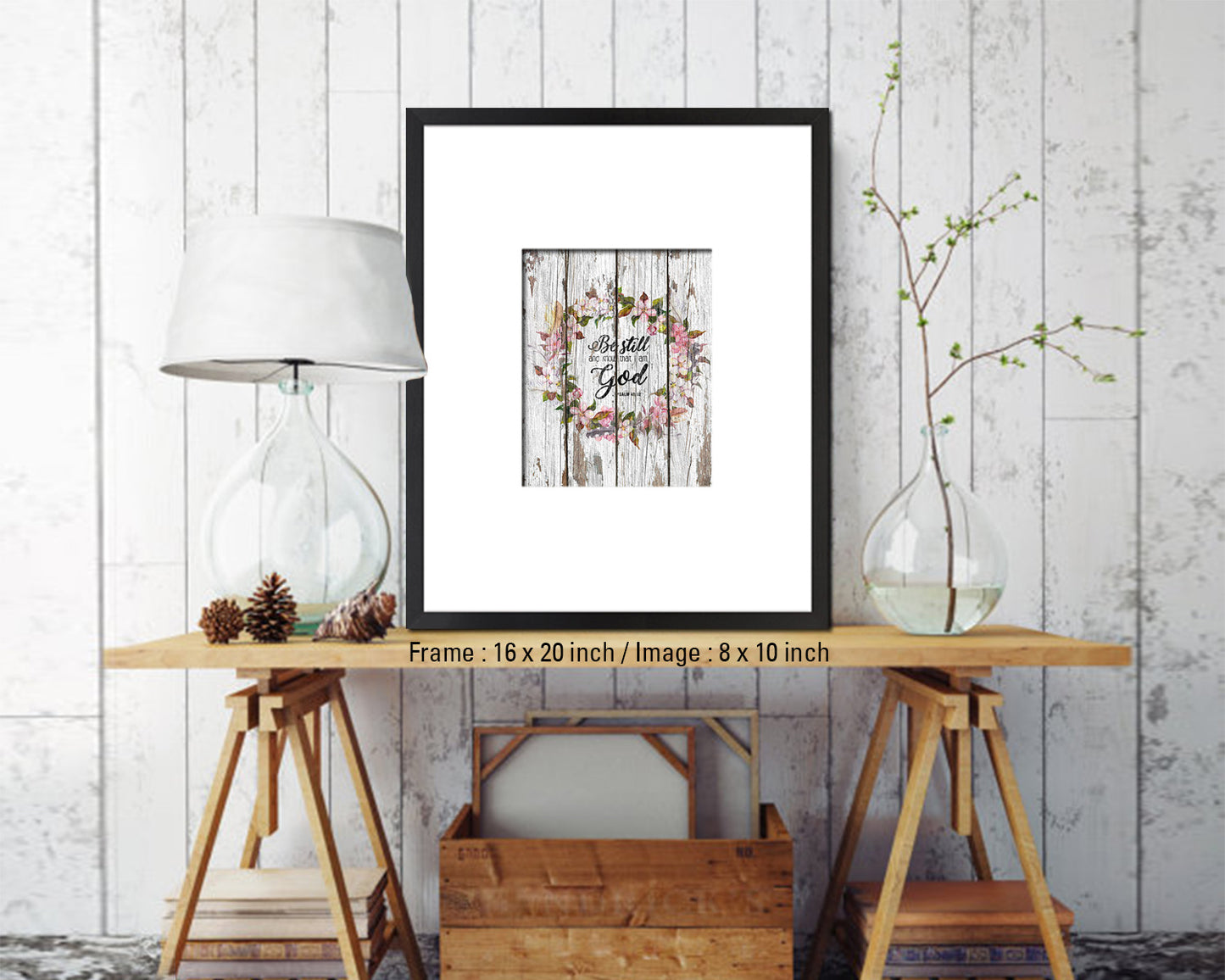 Be still and know that I am God, Psalm 46:10 Quote Wood Framed Print Home Decor Wall Art Gifts