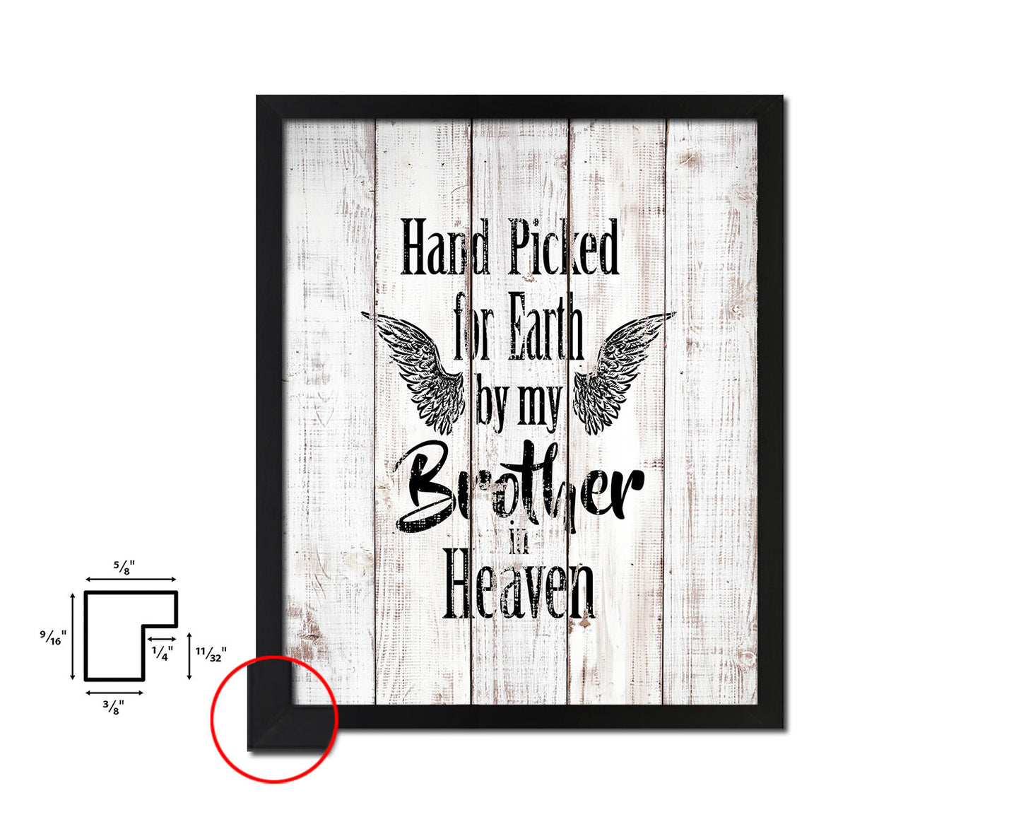 Hand picked for earth by our brother in heaven Quote Framed Print Wall Art Decor Gifts