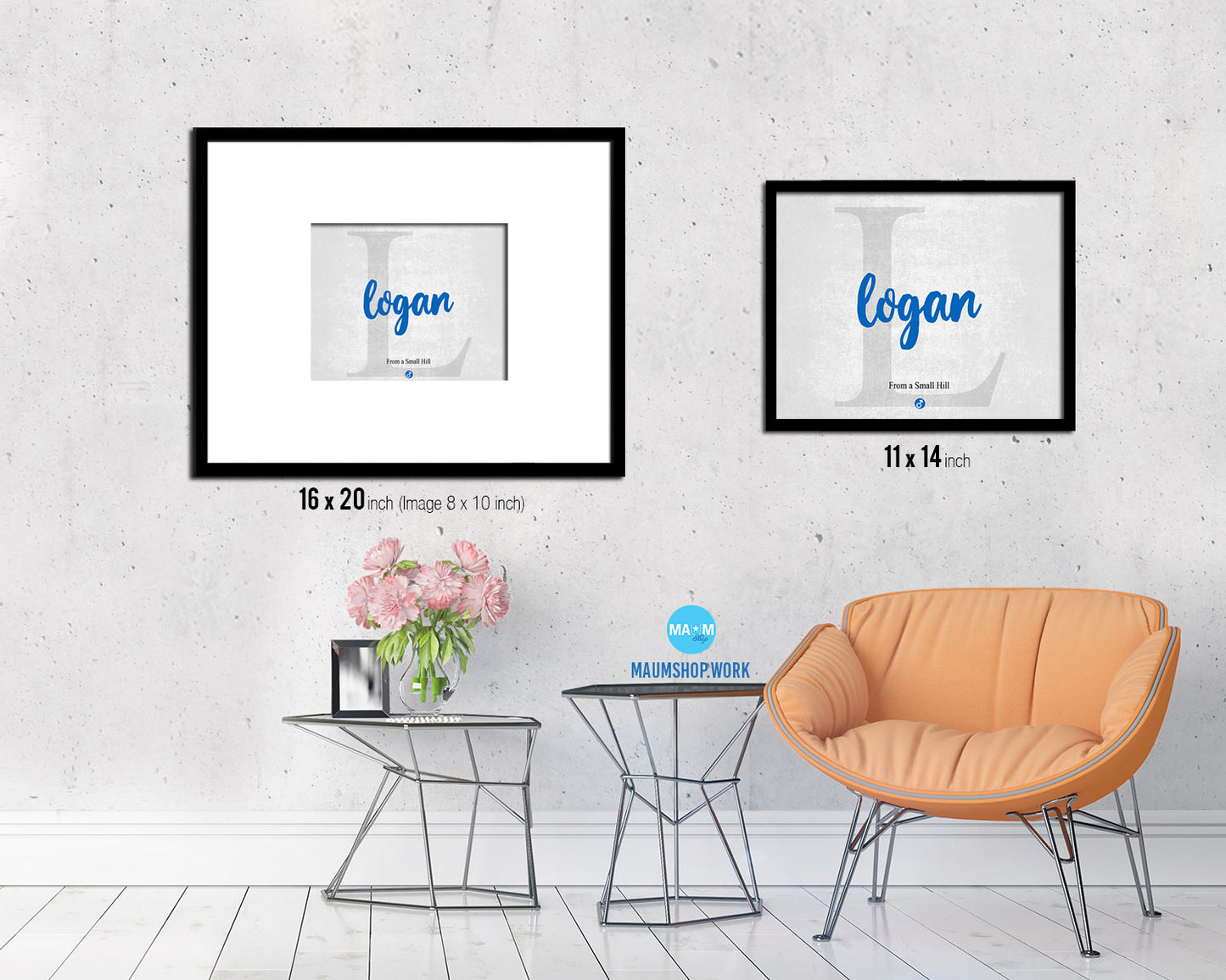 Logan Personalized Biblical Name Plate Art Framed Print Kids Baby Room Wall Decor Gifts