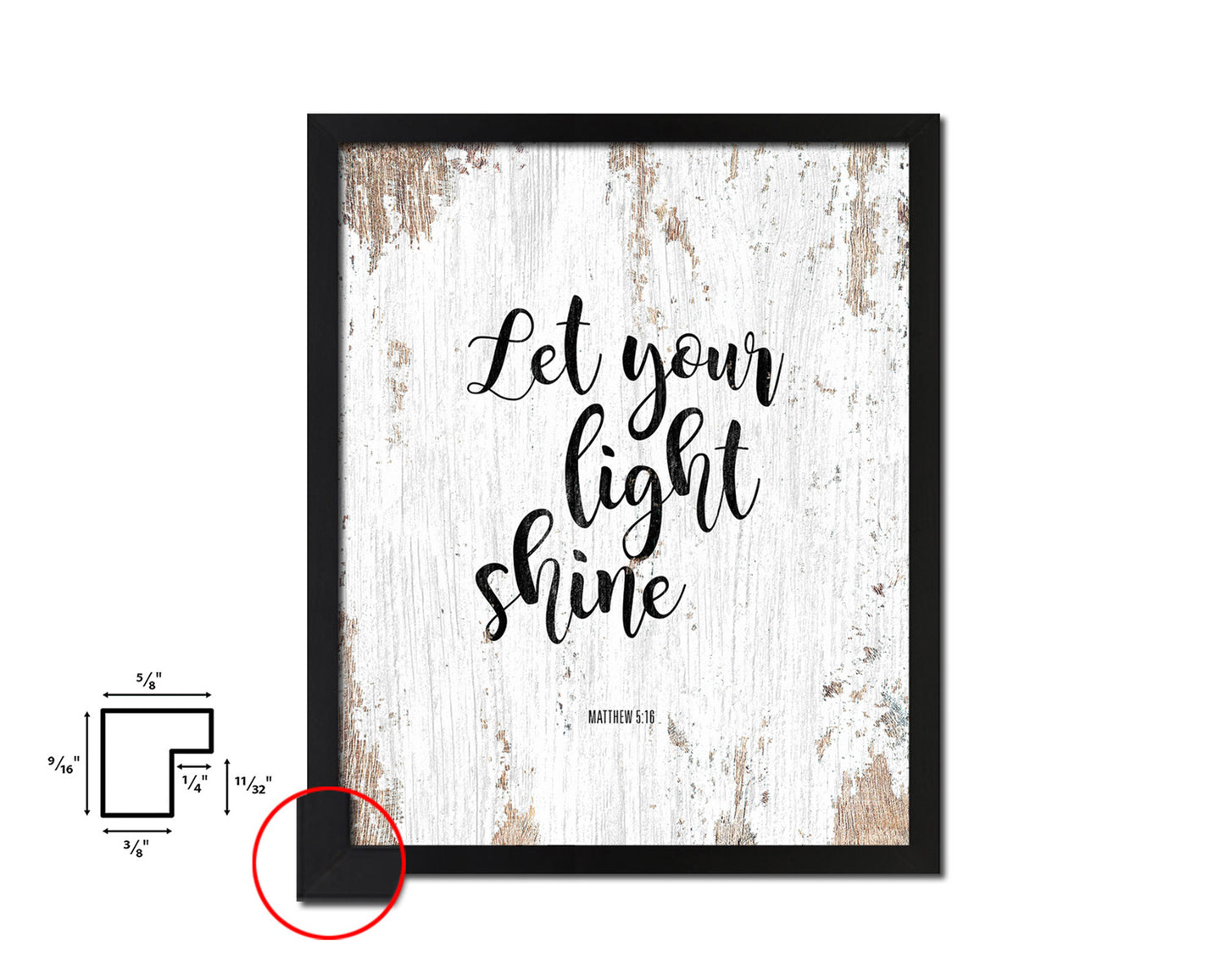 Let your light shine, Matthew 5:16 Quote Framed Print Home Decor Wall Art Gifts