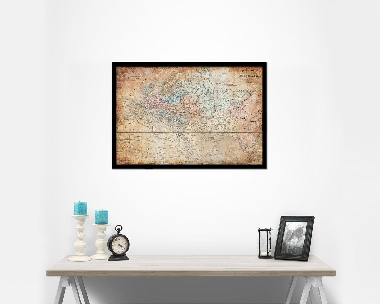 Europe in the middle ages Crusades Antique Map Framed Print Art Wall Decor Gifts