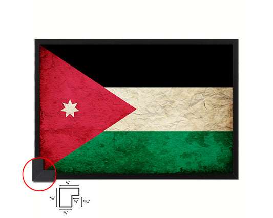 Jordan Country Vintage Flag Wood Framed Print Wall Art Decor Gifts