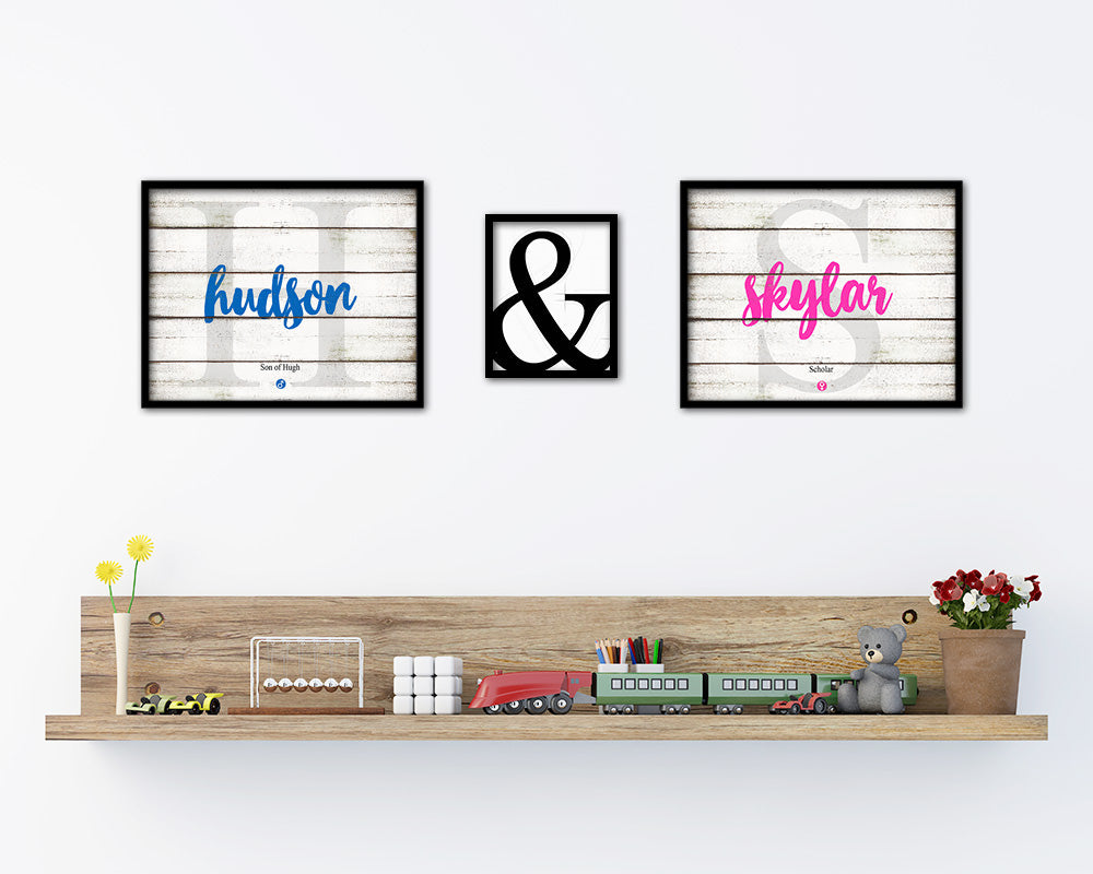 Hudson Personalized Biblical Name Plate Art Framed Print Kids Baby Room Wall Decor Gifts