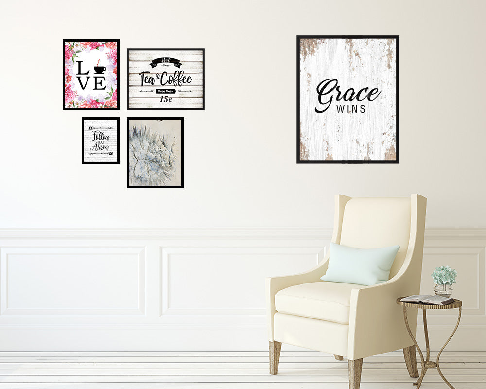 Grace wins Quote Wood Framed Print Home Decor Wall Art Gifts