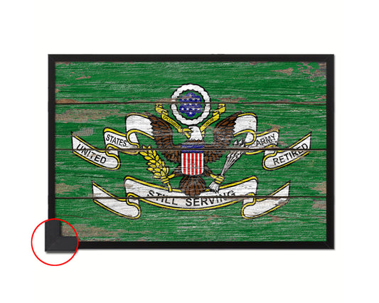 US Army Retired Still Serving Wood Rustic Flag Wood Framed Print Wall Art Decor Gifts